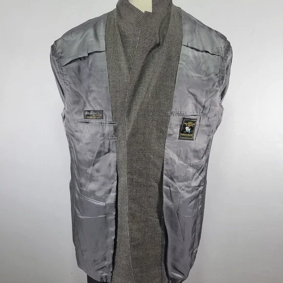 Hart Schaffner Marx Men's Sport‎ Coat Blazer Flannel Houndstooth Soft Wool 46L